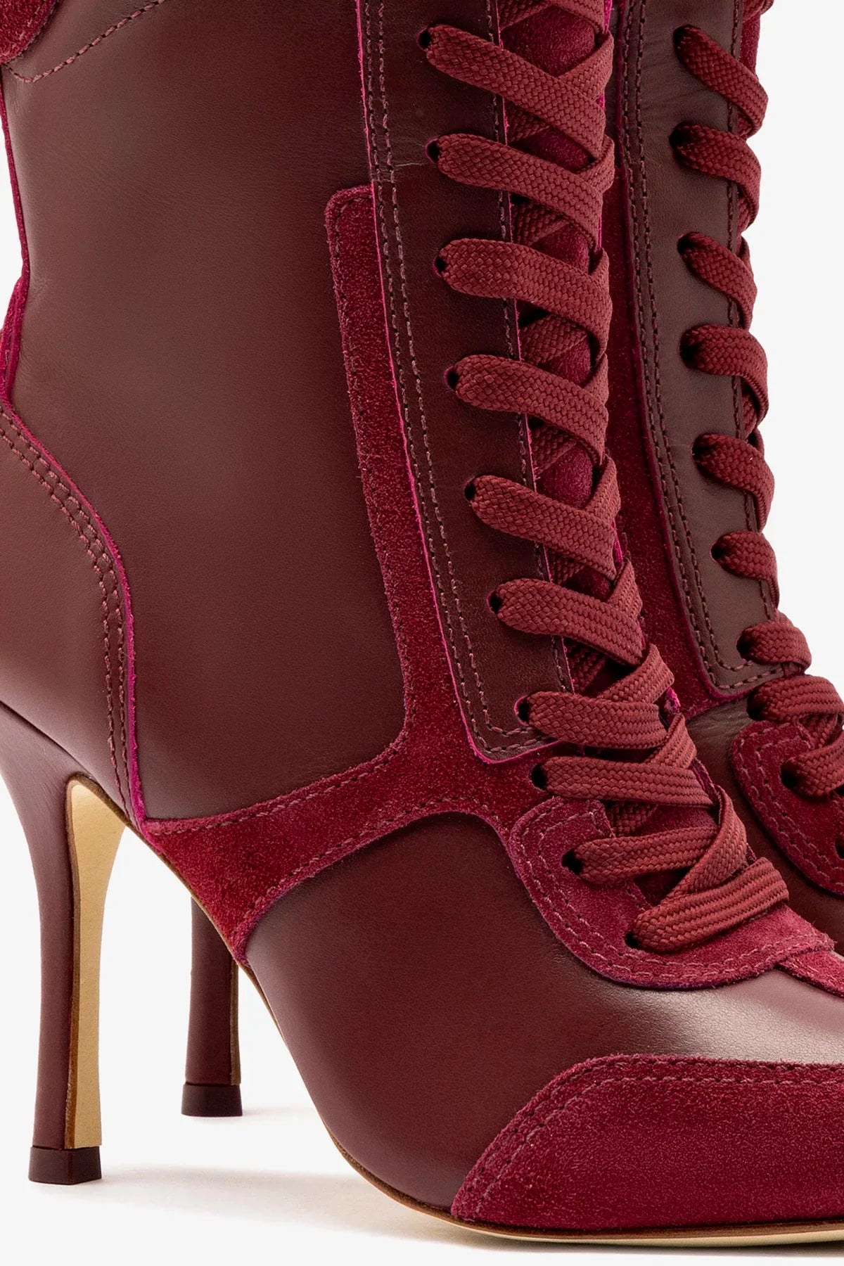 Larroudé x Jonathan Cohen High Heel Sneaker Boot In Burgundy Suede