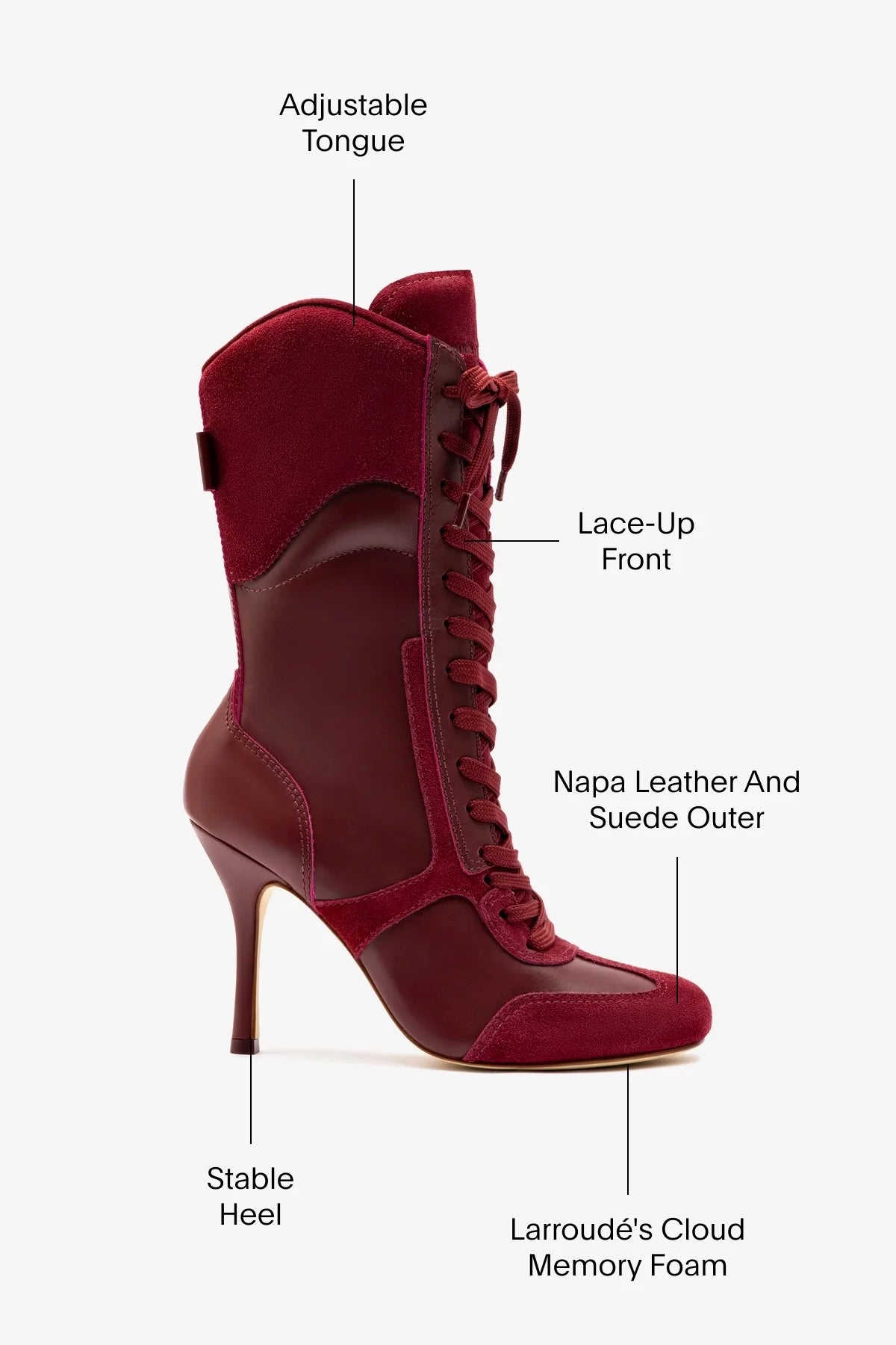 Larroudé x Jonathan Cohen High Heel Sneaker Boot In Burgundy Suede