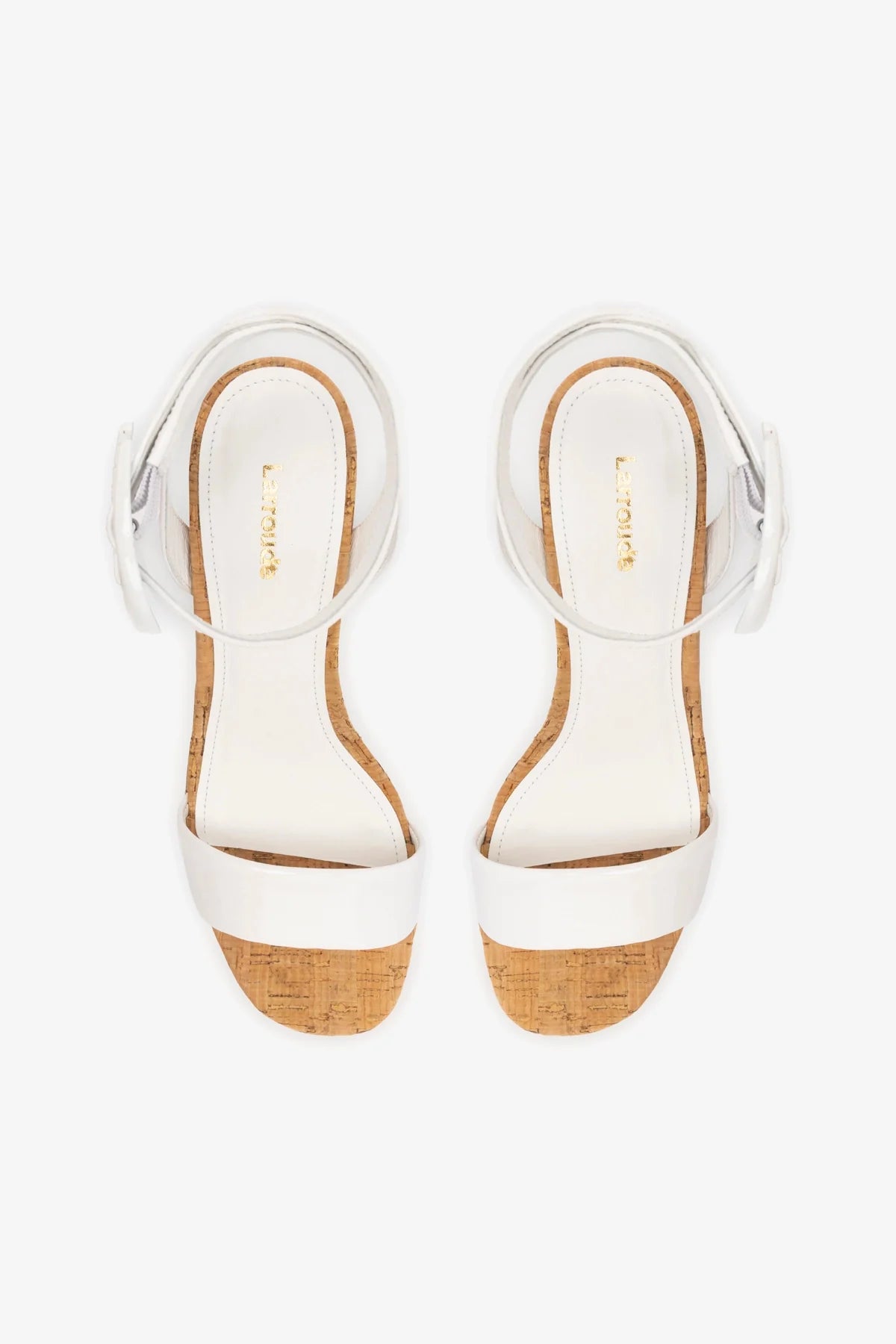 Sandália Dolly Verona Low Couro Verniz Branco e Cortiça