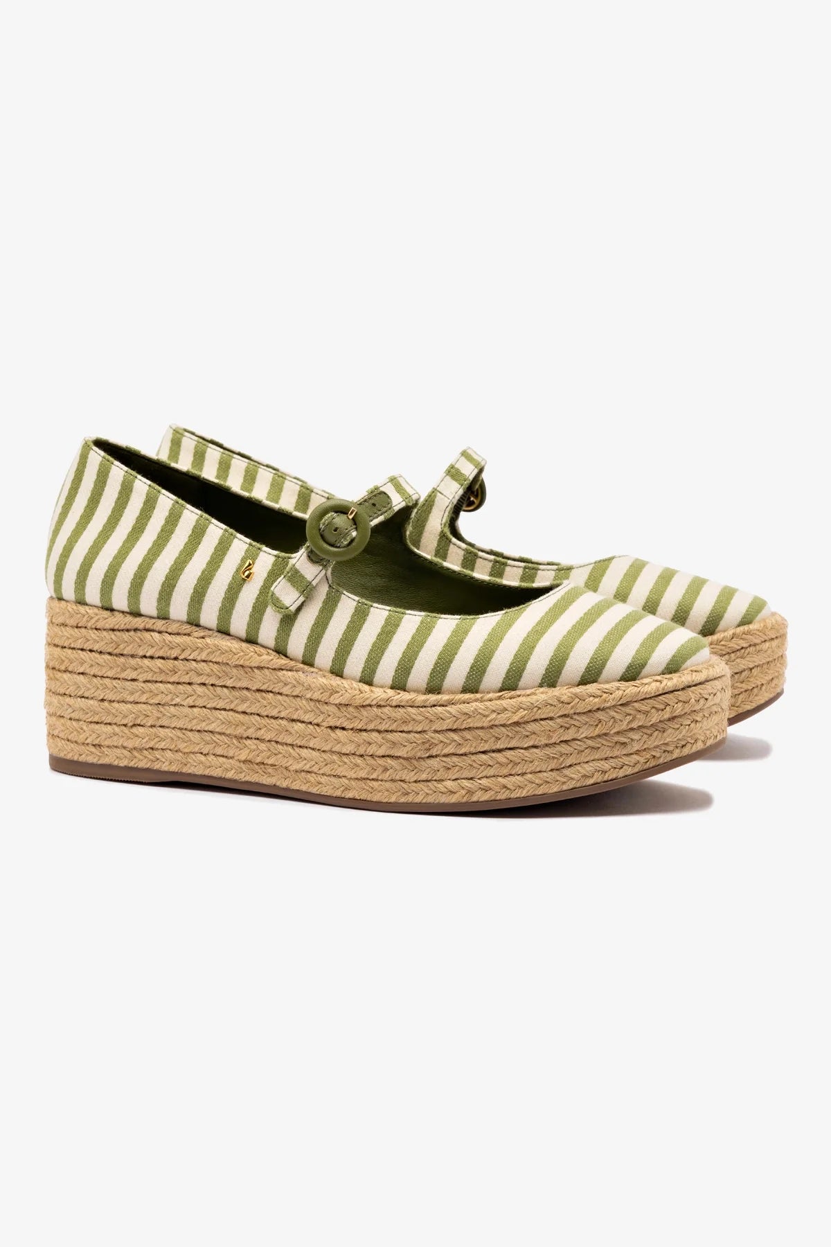 Flatform Blair Lona Listrada Verde e Natural