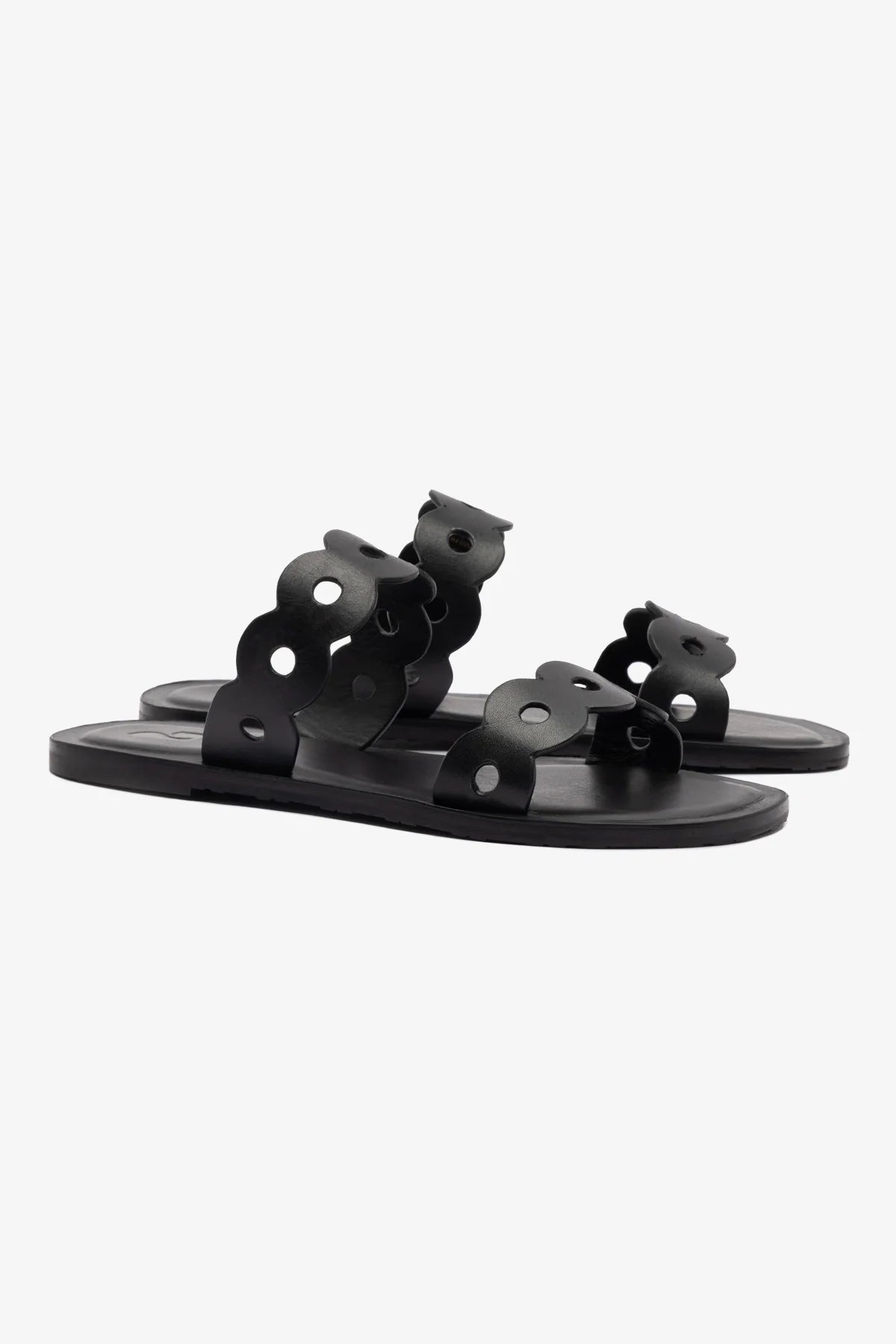 Flat Florence Broderie Couro Preto