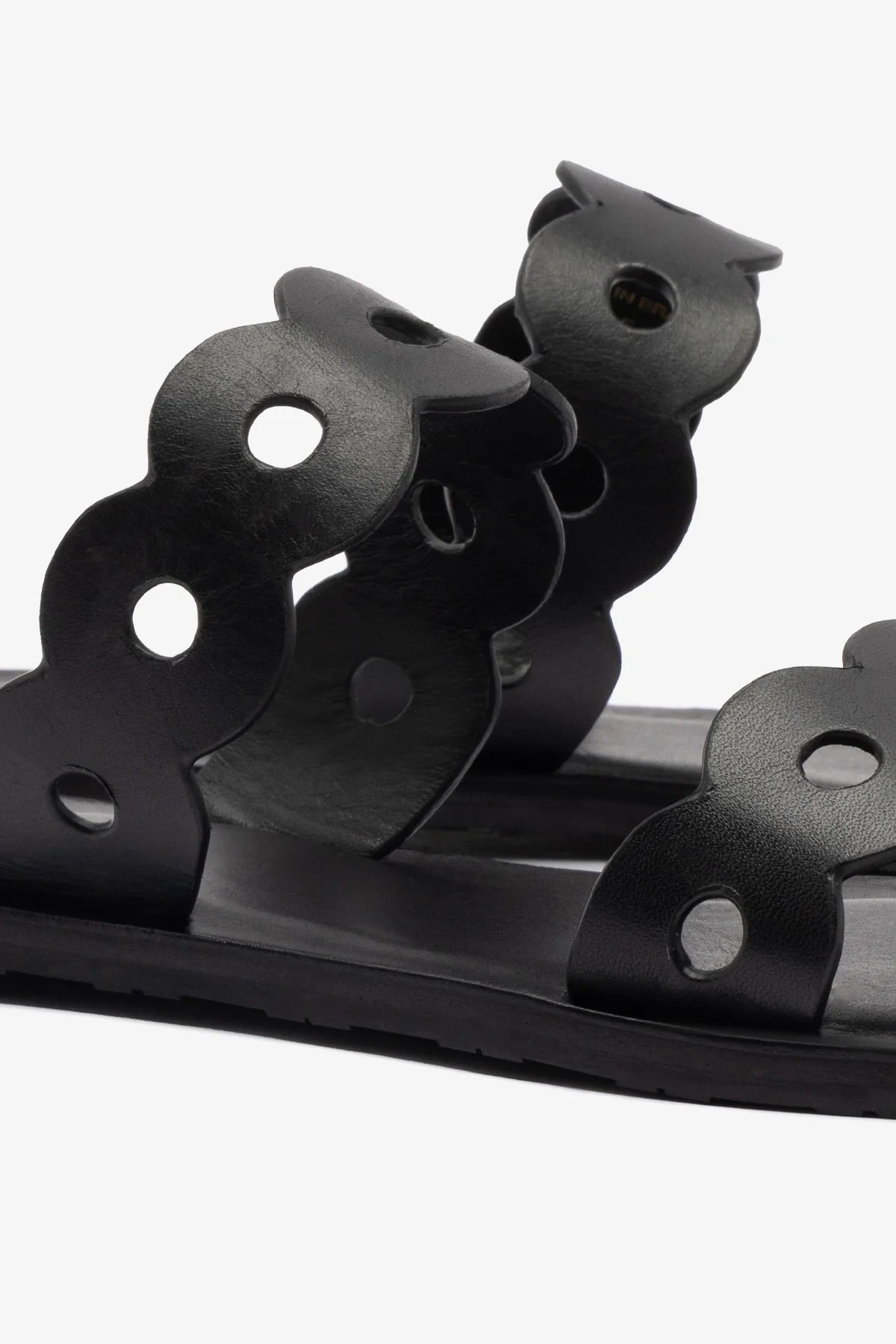 Flat Florence Broderie Couro Preto