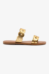 Flat Florence Broderie Couro Dourado