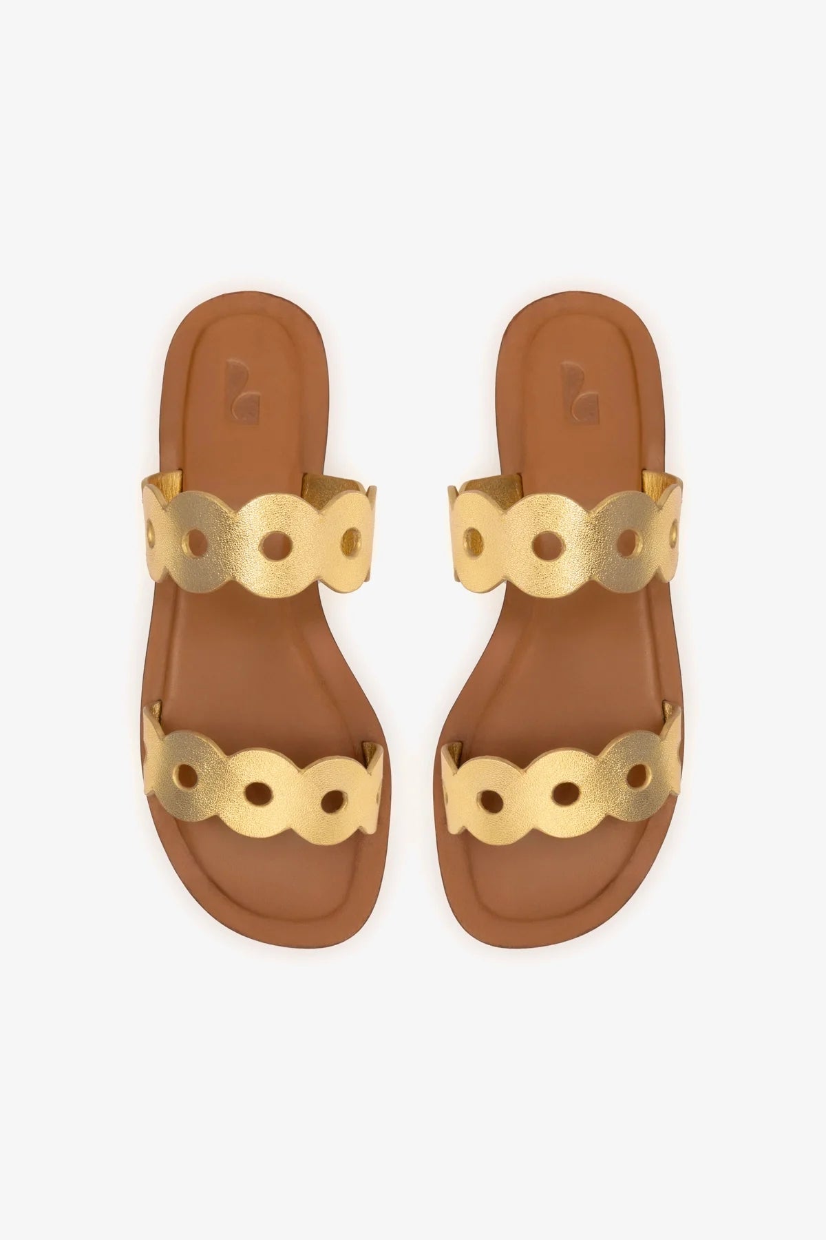 Flat Florence Broderie Couro Dourado