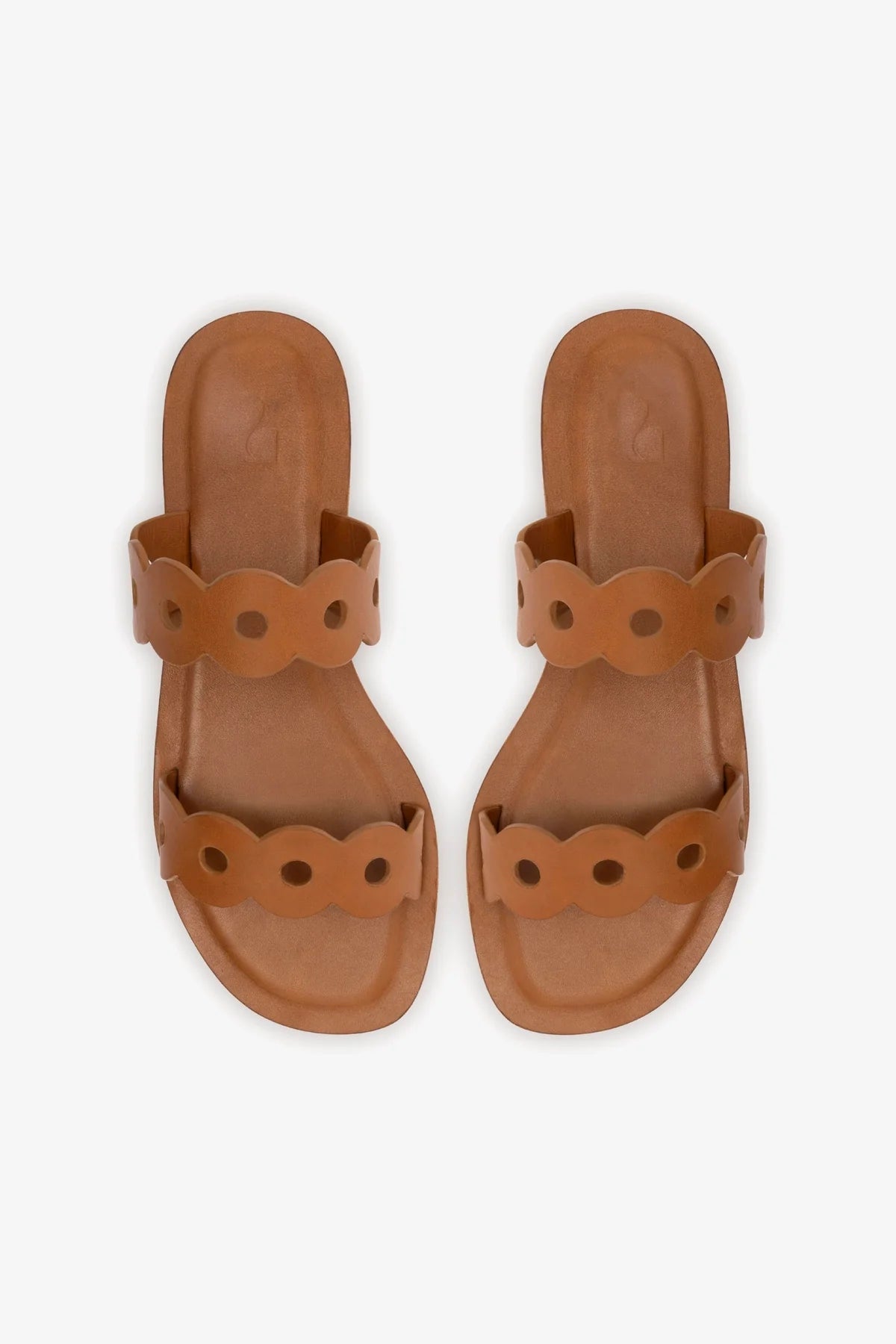 Flat Florence Broderie Couro Caramelo