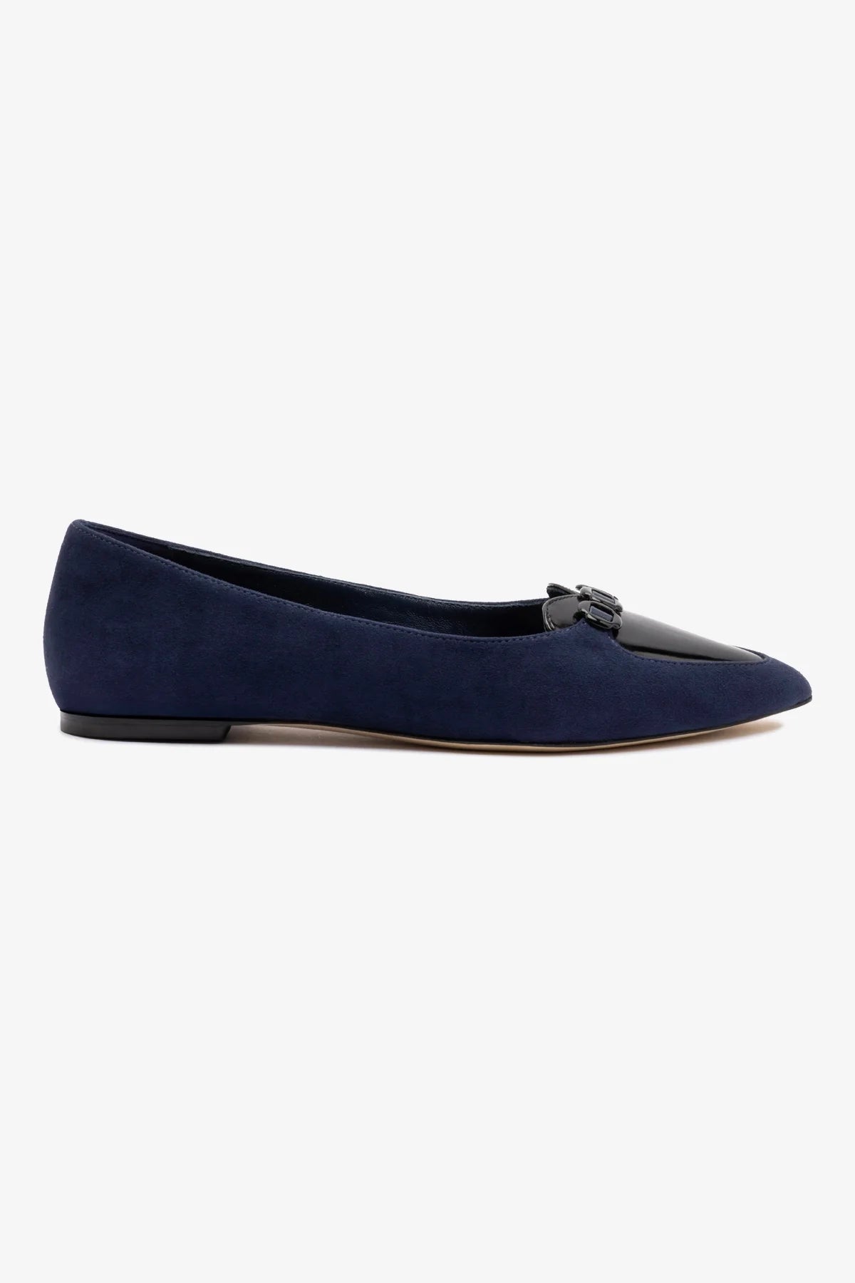 Mocassim Audrey Couro Azul e Couro Preto