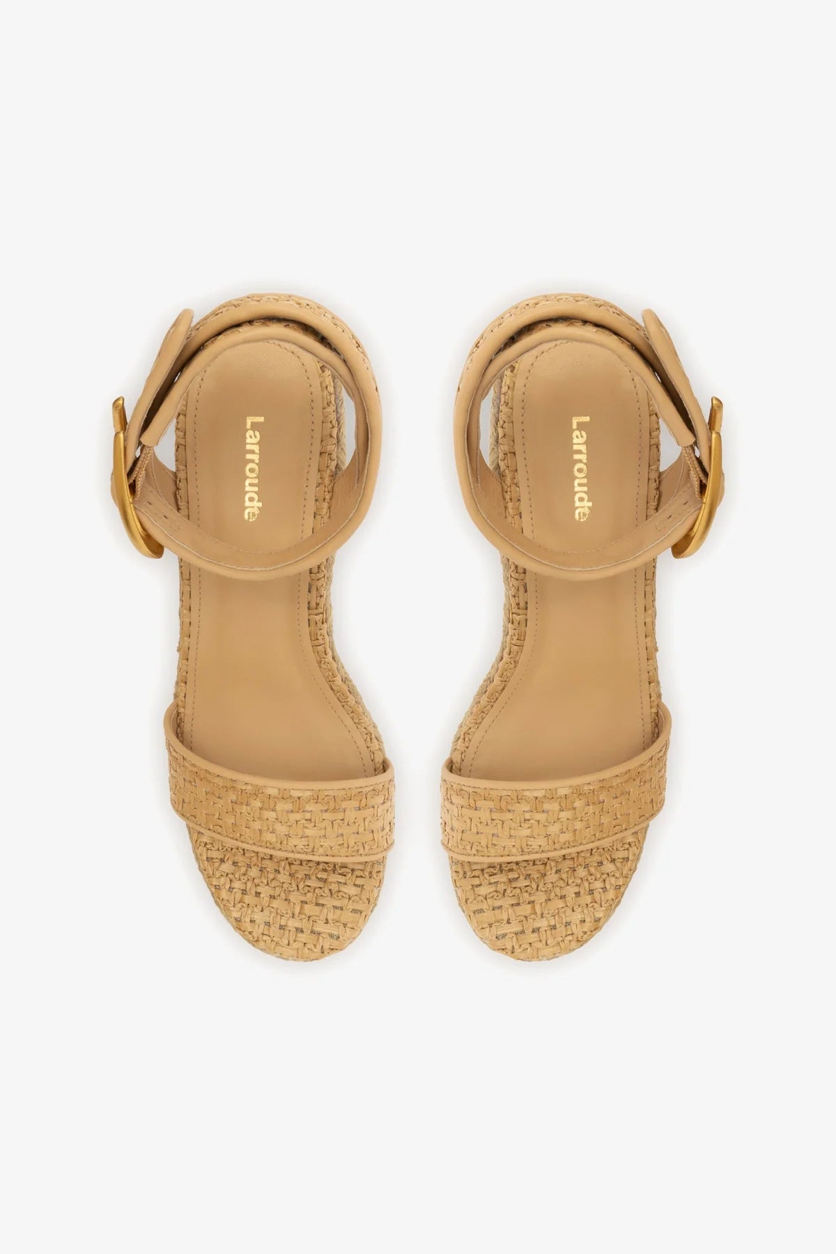 Sandália Anabela Verona Hi Ráfia Natural e Couro Bege