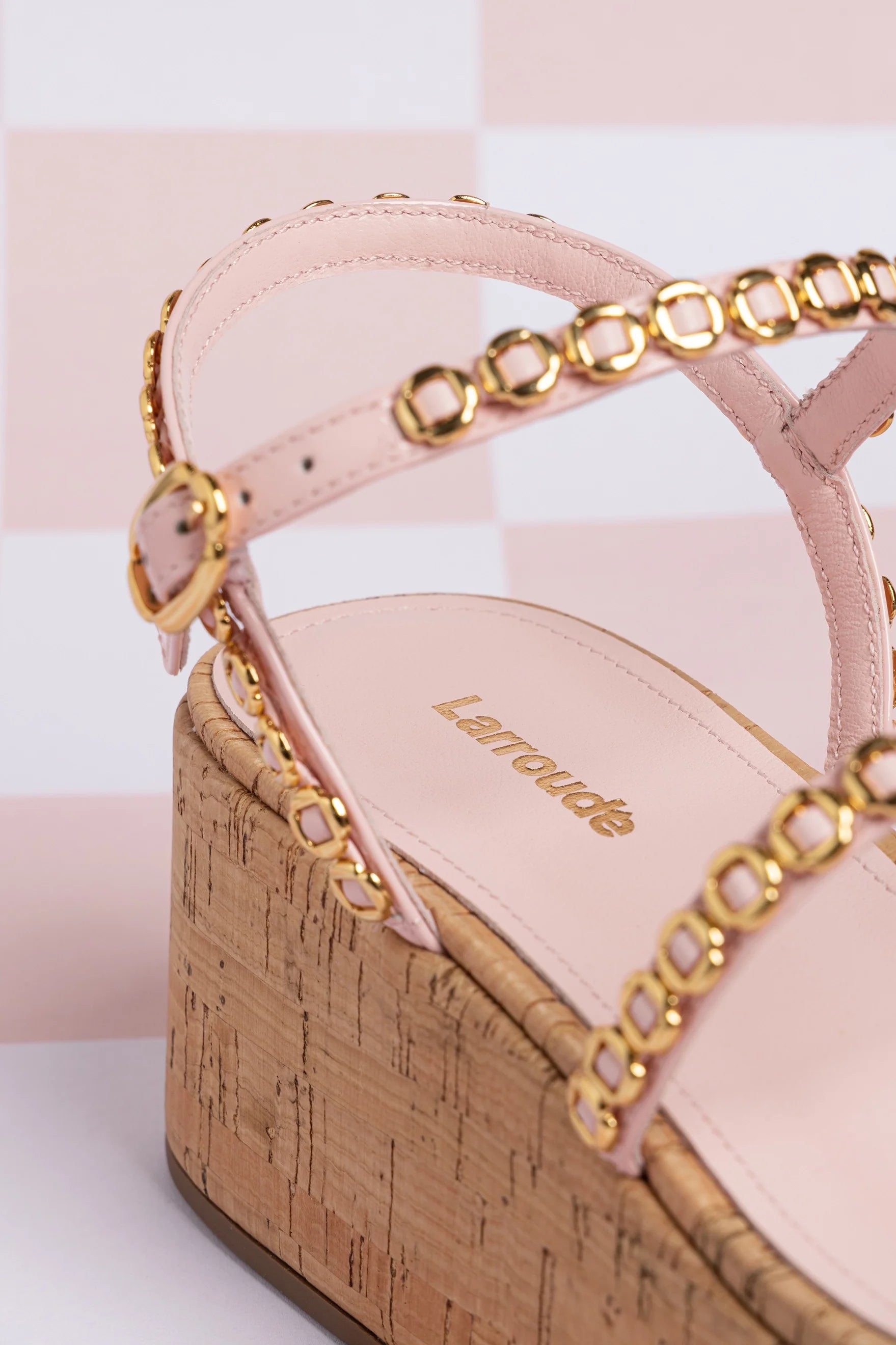 Flatform Gio Milanina Couro Verniz Rosa e Cortiça