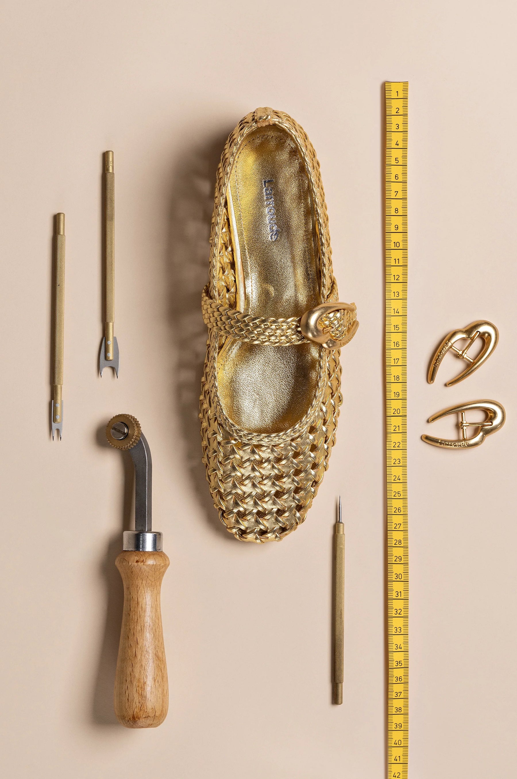 Sapatilha Verona New Macramê Couro Dourado