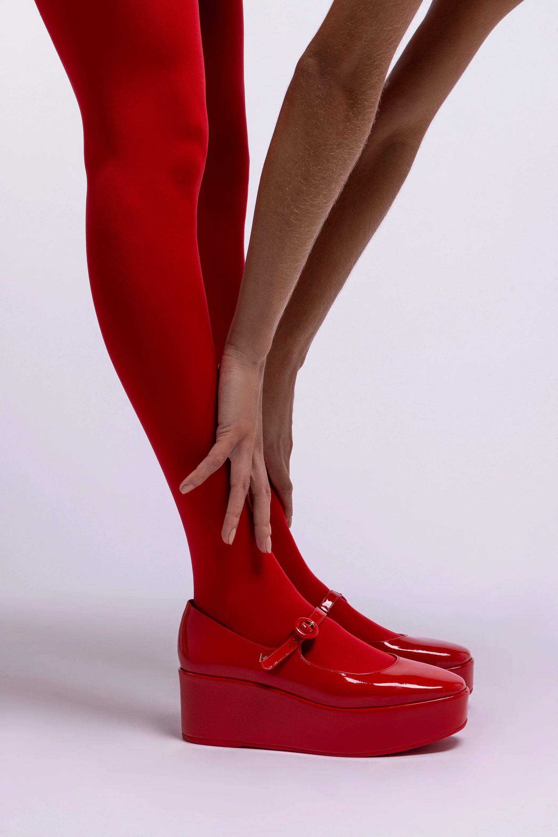 Flatform Blair Couro Verniz Vermelho