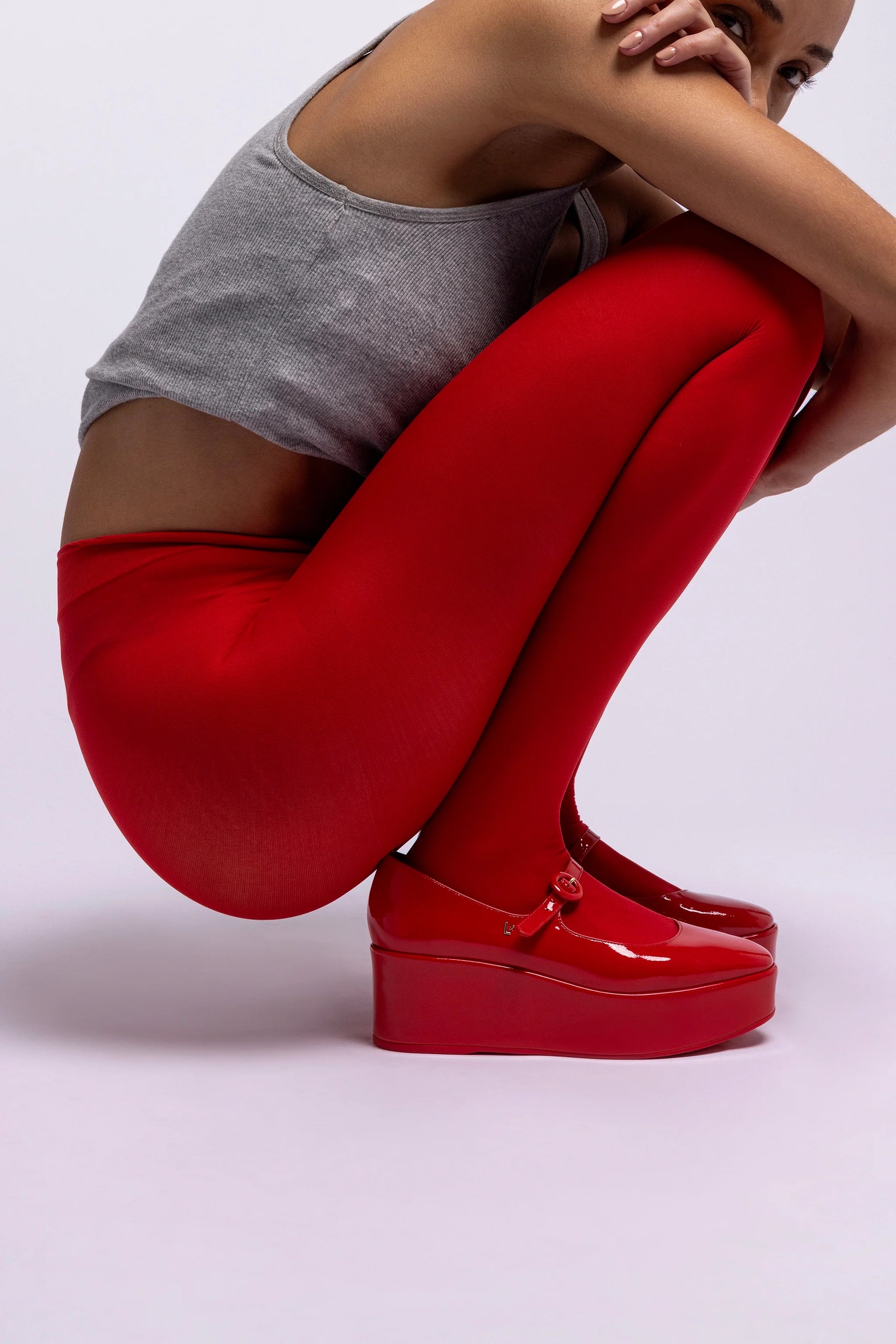 Flatform Blair Couro Verniz Vermelho