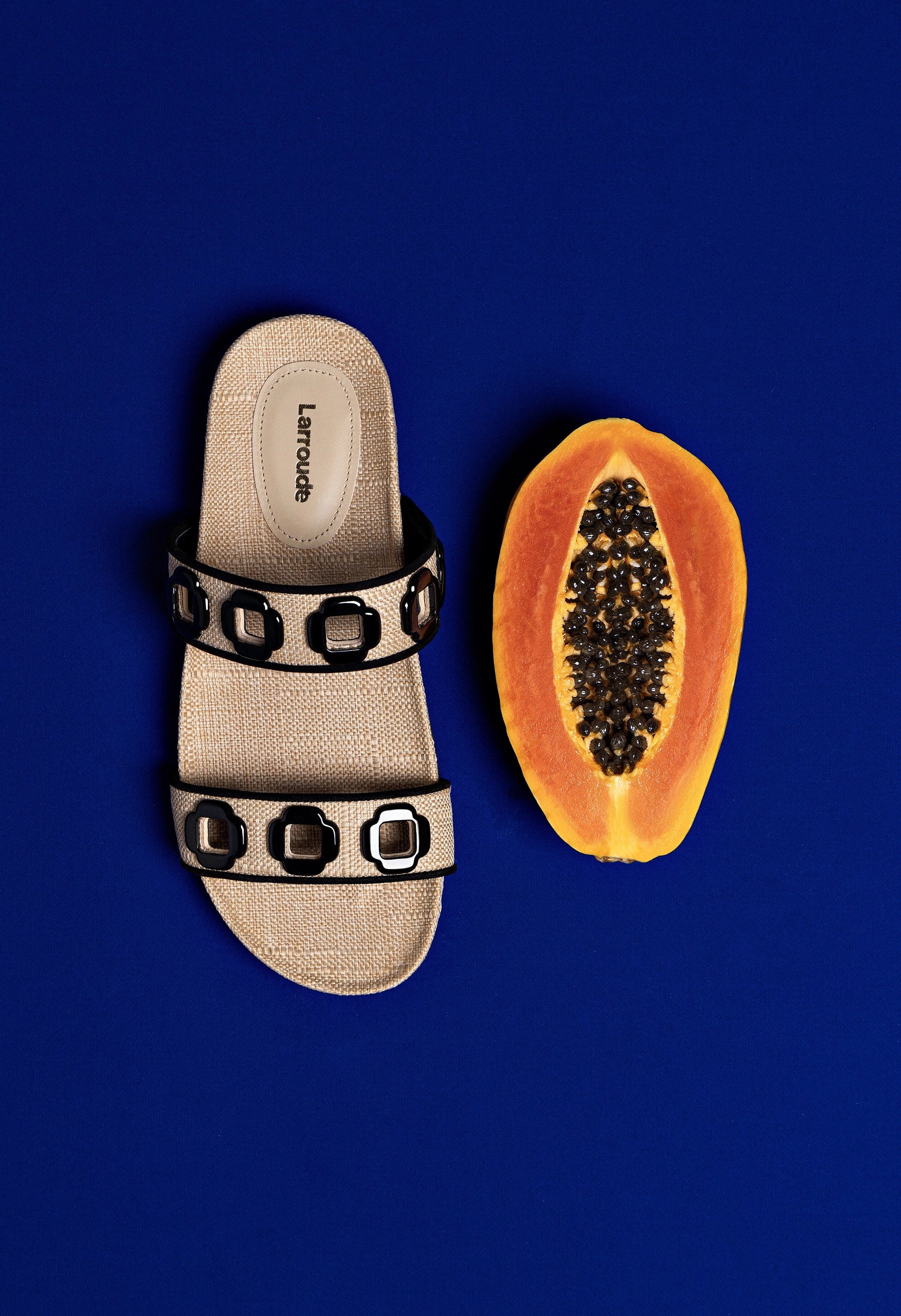 Flat Milan Ráfia Bege e Camurça Preto