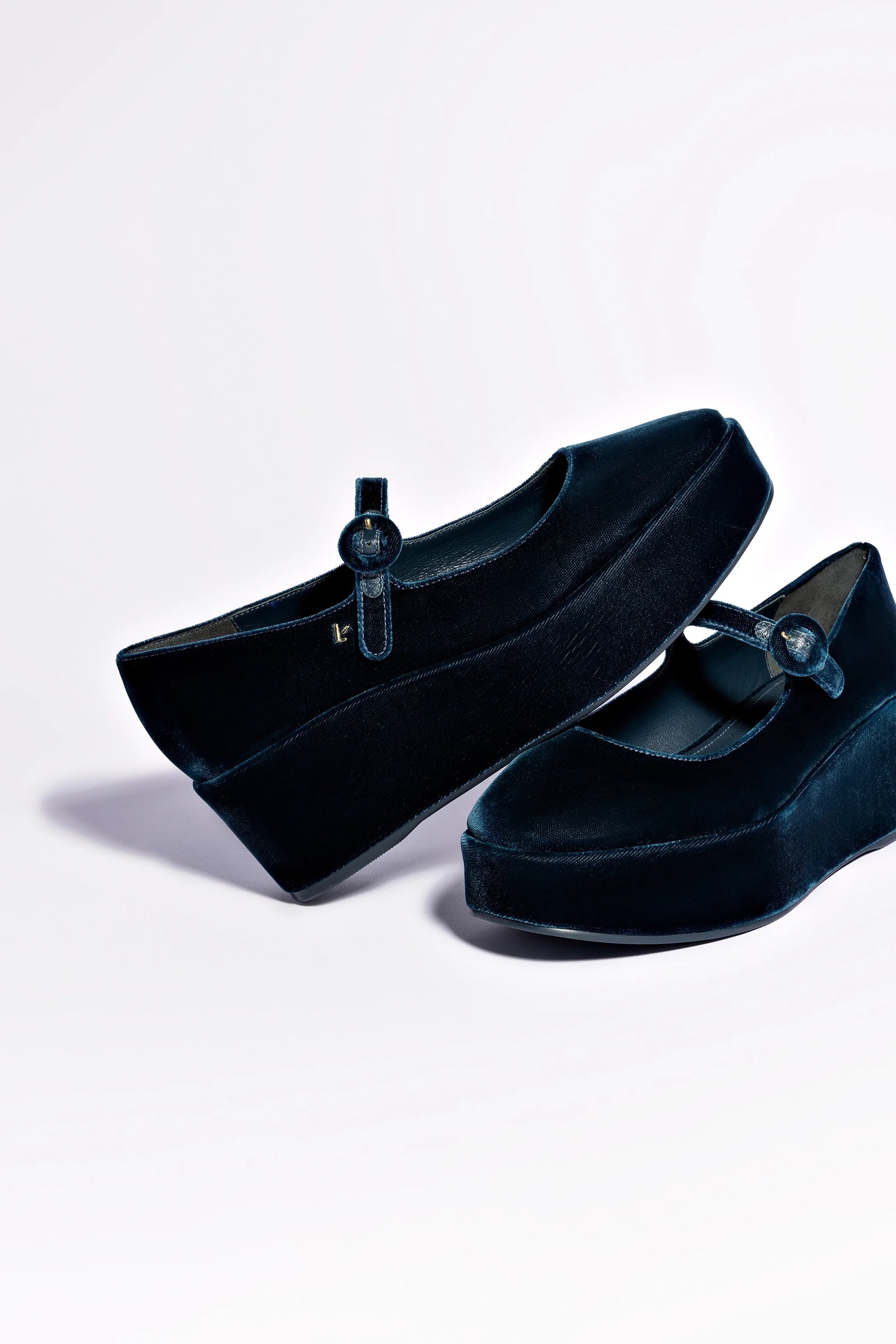 Flatform Blair Veludo Azul