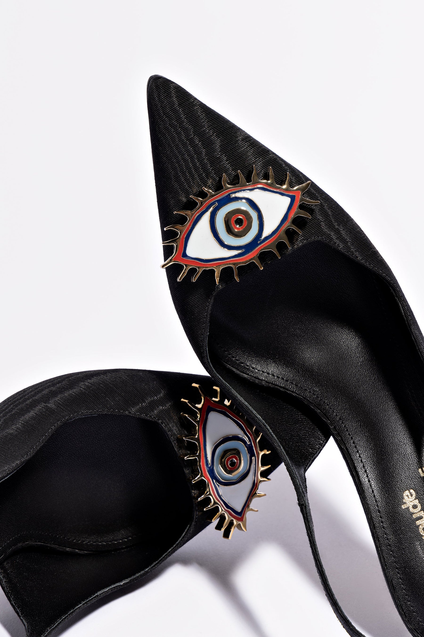 Larroudé x Libertine Eye Pump Hi In Black Fabric