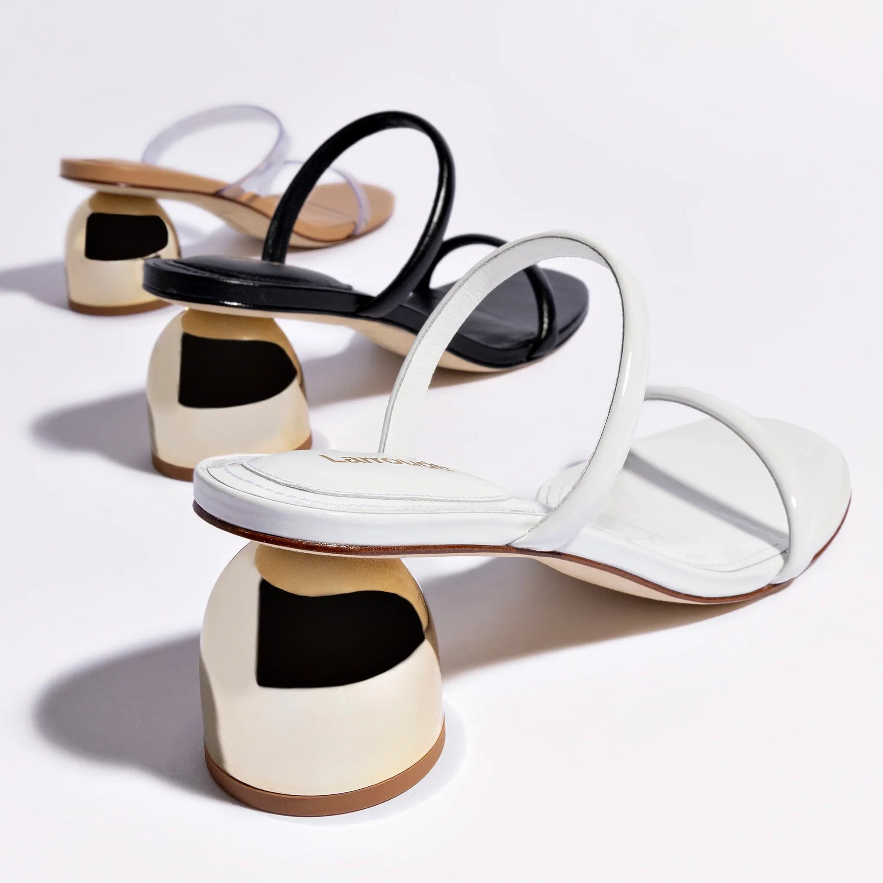 Mule Dew Drop Couro Verniz Branco