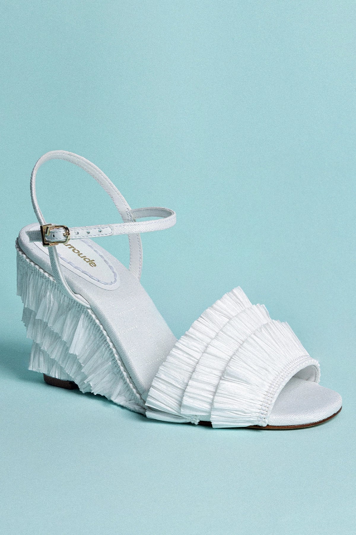 Sandália Anabela Yves Ráfia Branco