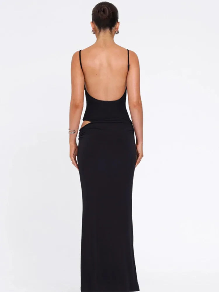 Conjunto Lumara Noir – Body de Alça Fina e Saia Longa Slim