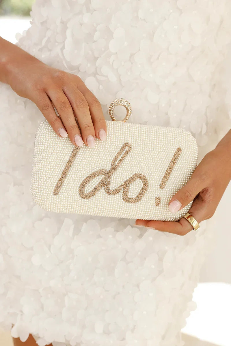 Clutch "I DO" com Lantejoulas – Dourado/Branco