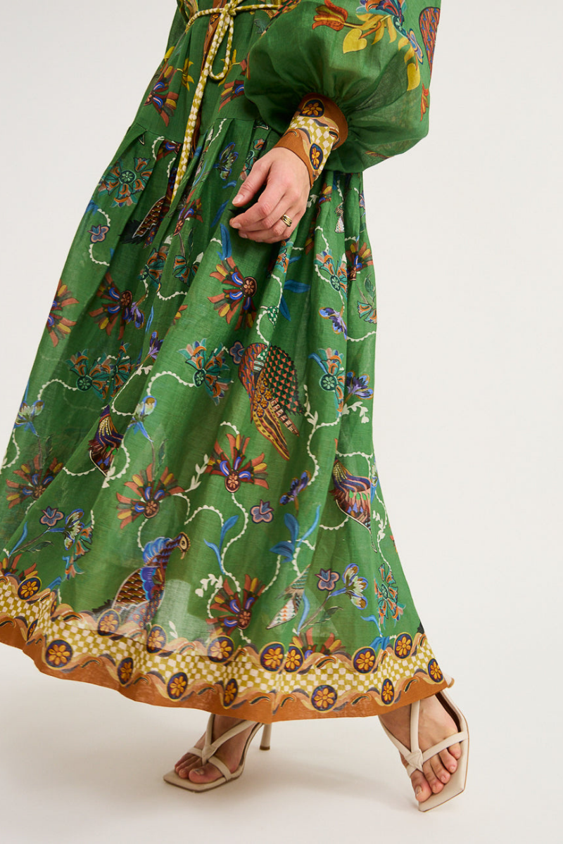 Vestido Longo com Manga Bufante e Estampa Animal - Marcella