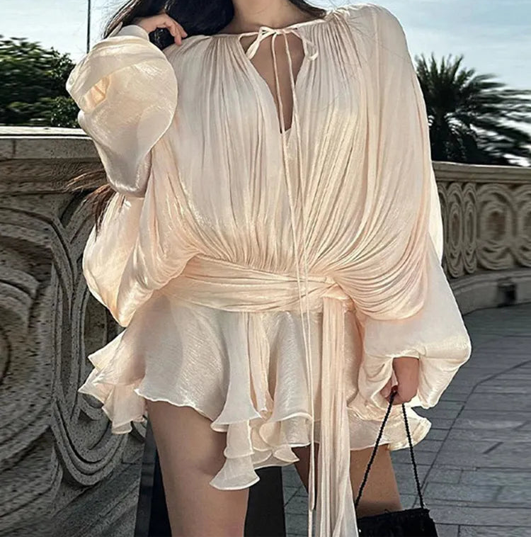 Vestido Feminino Acetinado Plissado - Izuke
