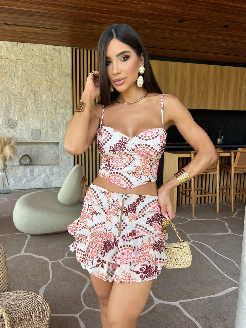Conjunto Cropped Saia Curto - Spritz