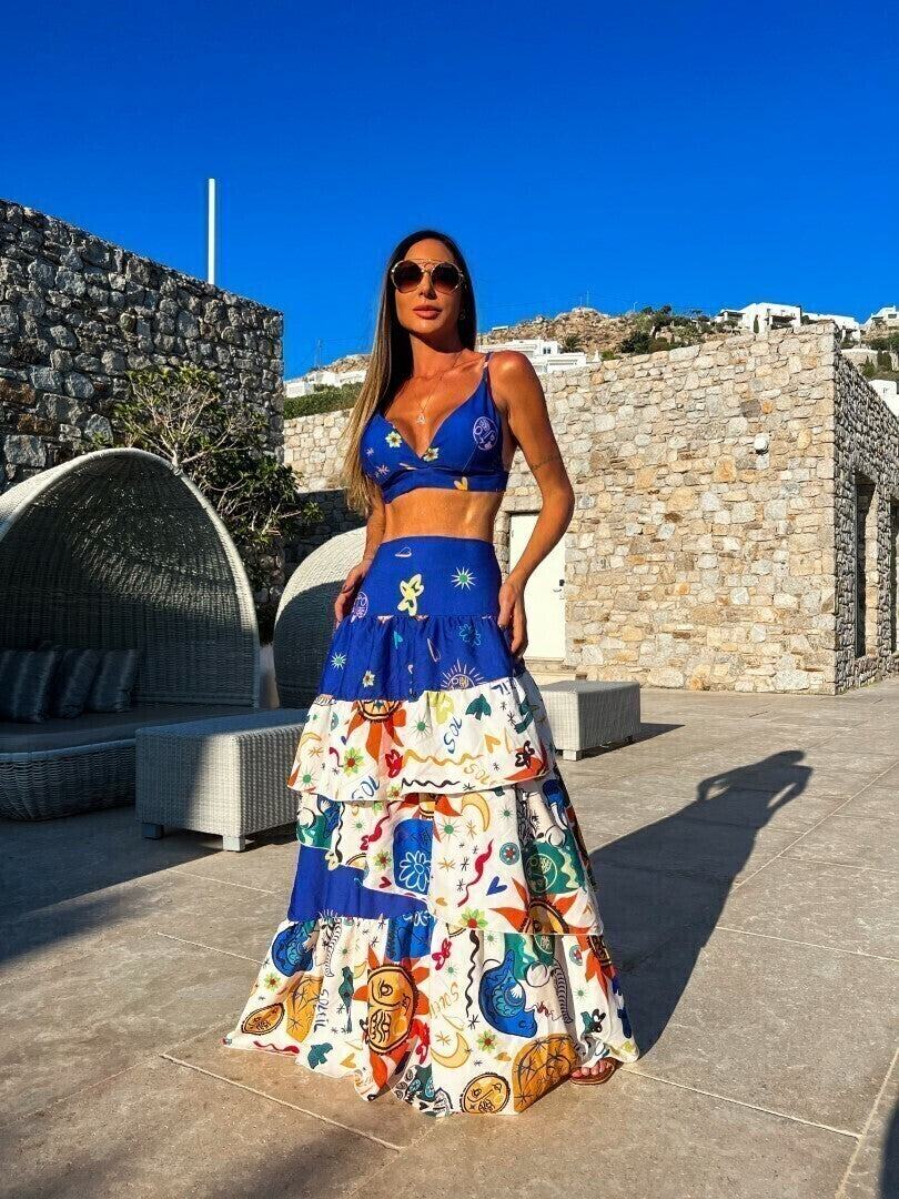 Conjunto Top Saia Estampado - Wind