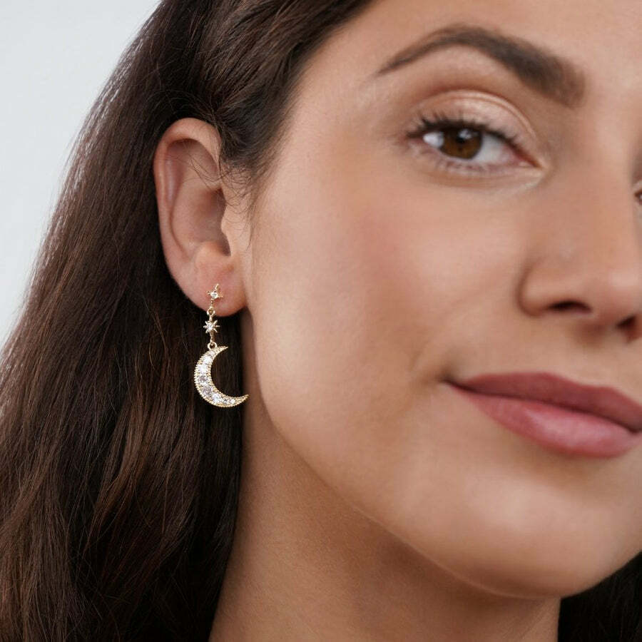 Brinco Cristal Lua e Estrela