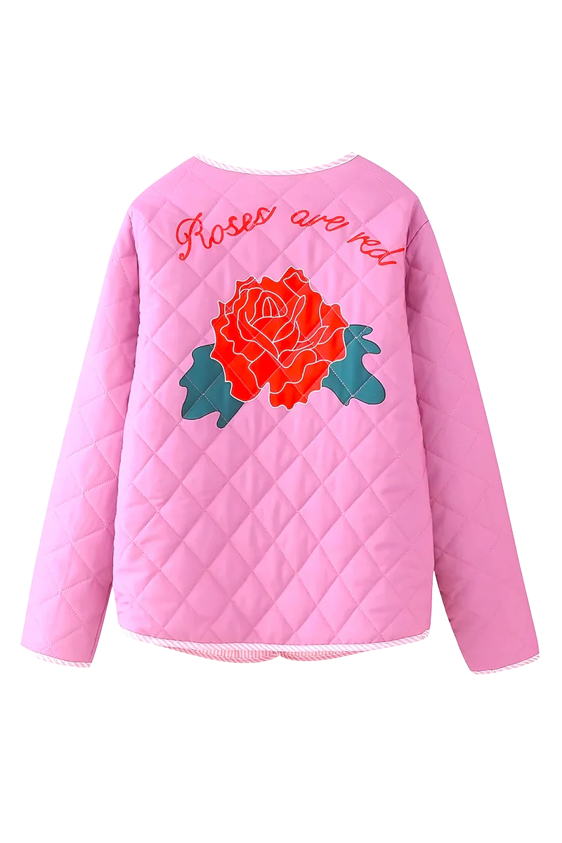 Jaqueta de Algodão Estampada com Gola Redonda - Bertanne