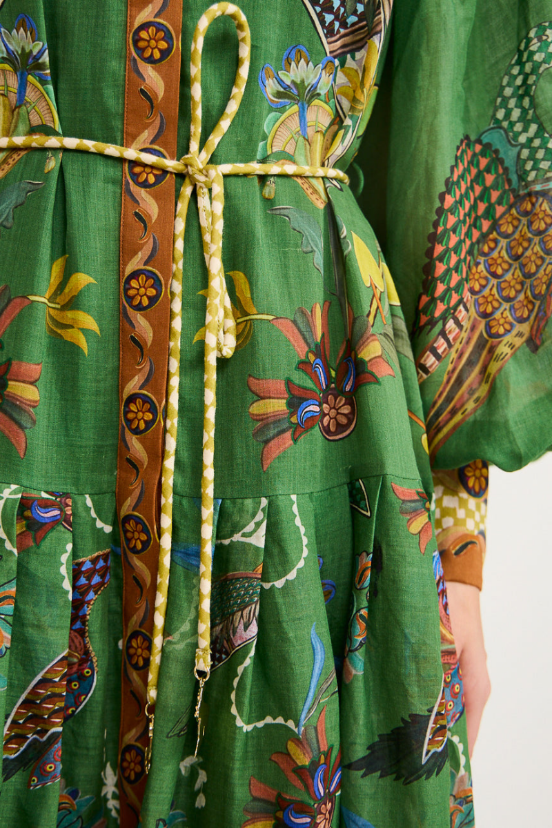 Vestido Longo com Manga Bufante e Estampa Animal - Marcella