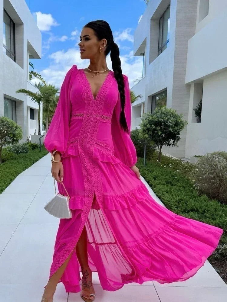 Vestido Feminino Longo Manga - Josy