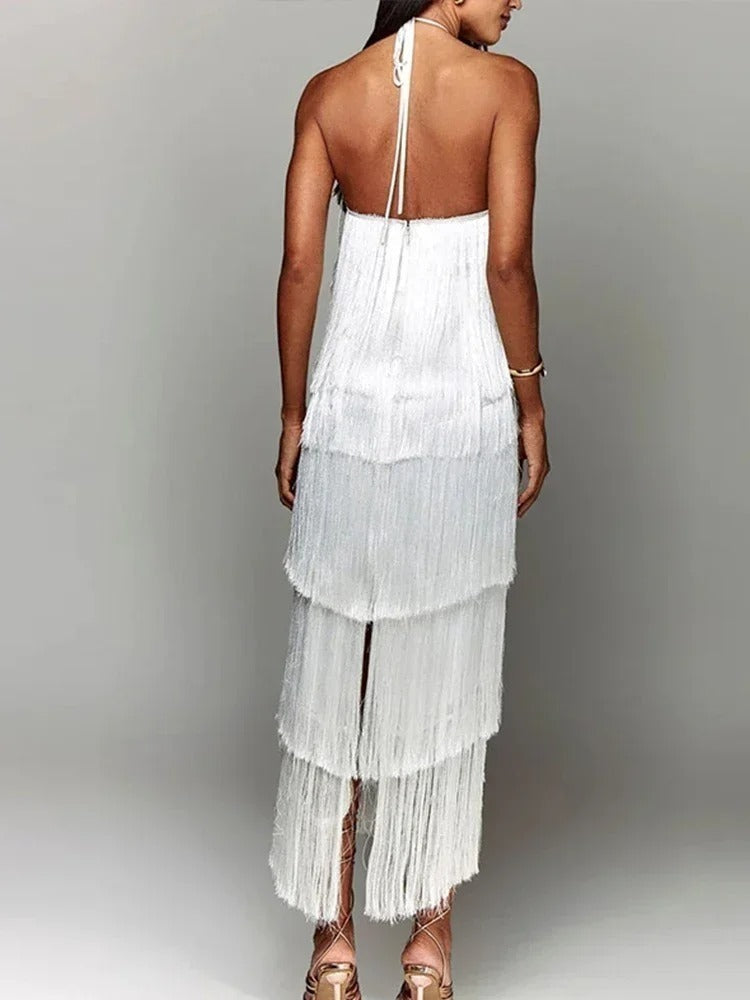 Vestido Feminino Elegante Franjas - Maya