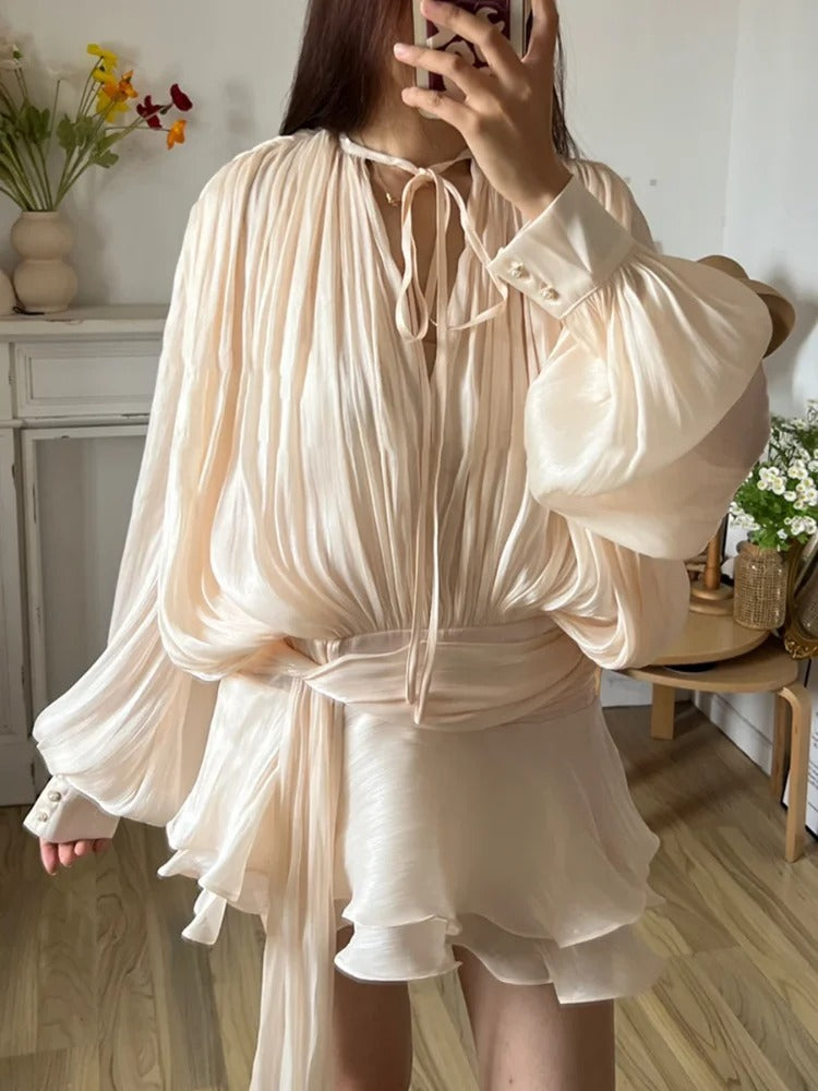 Vestido Feminino Acetinado Plissado - Izuke