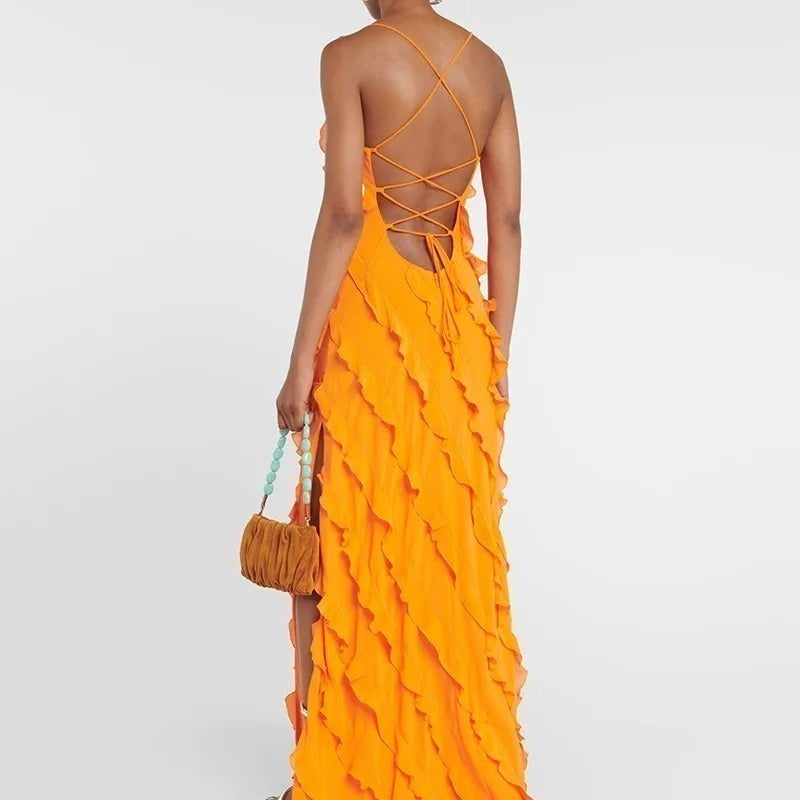 Vestido Feminino Elegante Laranja - Alice