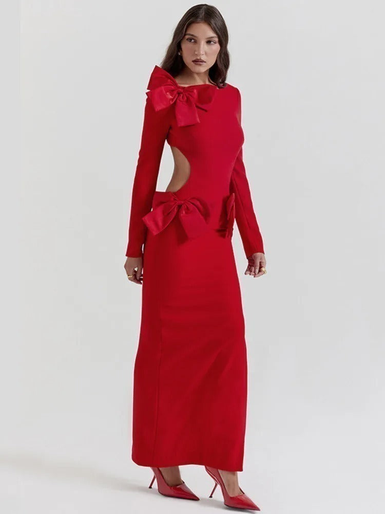 Vestido Longo Laço Vermelho - Anita