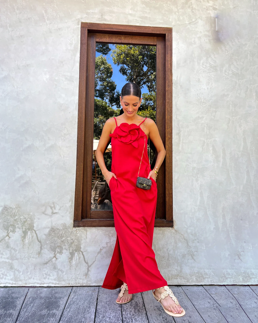 Vestido 3D Fenda Lateral - Flower