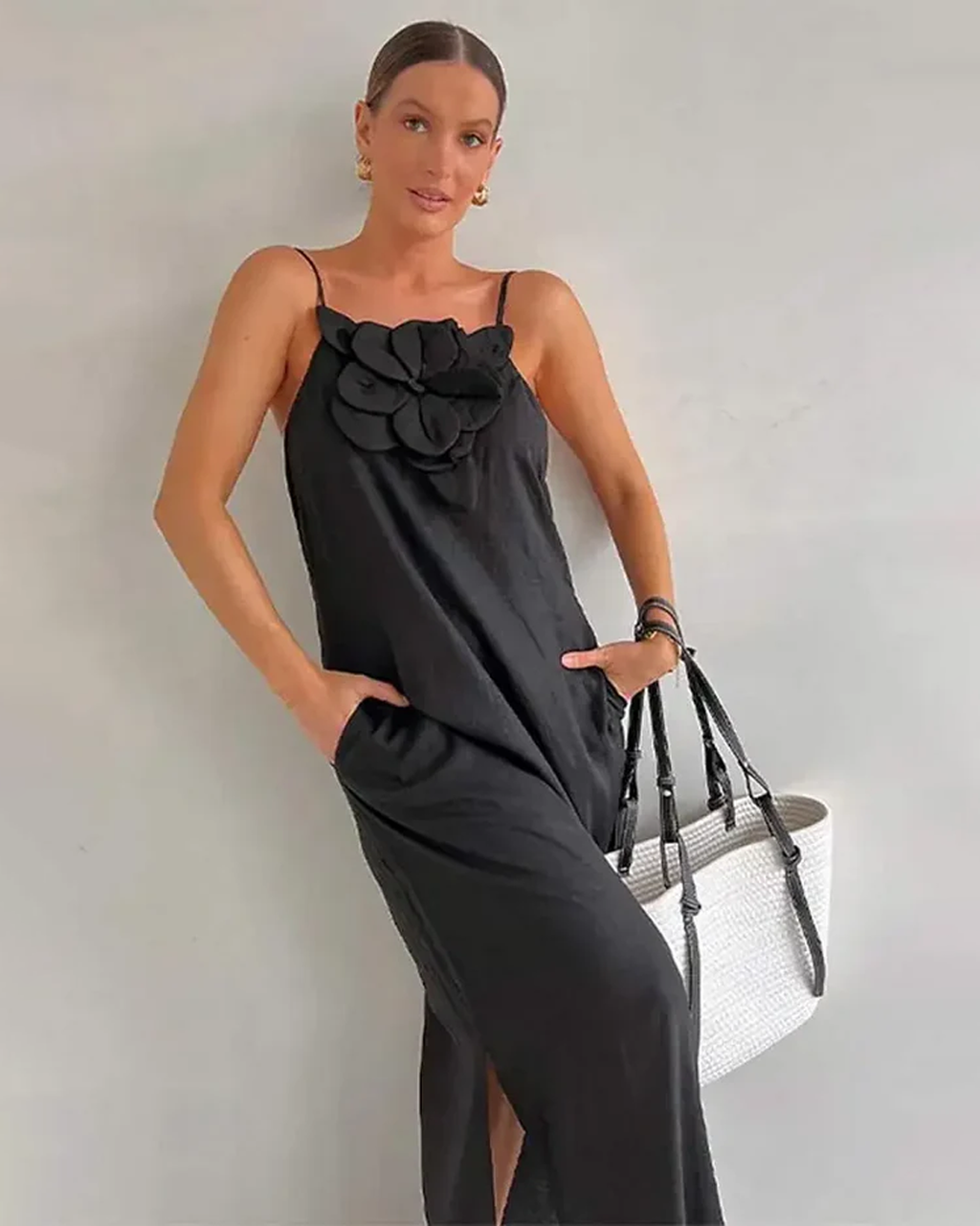 Vestido 3D Fenda Lateral - Flower