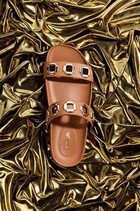 Flat Milan Couro Caramelo