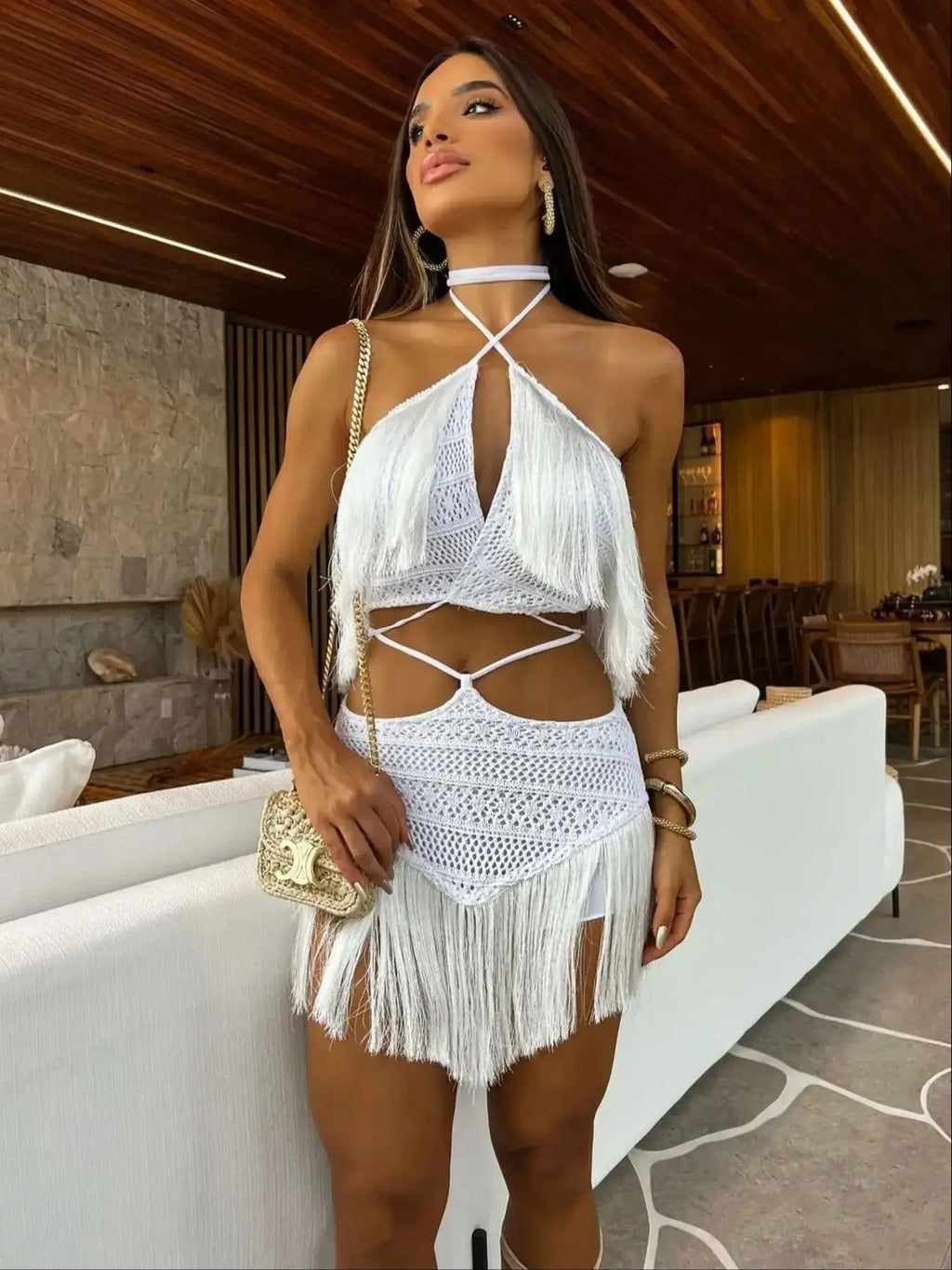 Vestido Curto Franja Liliany