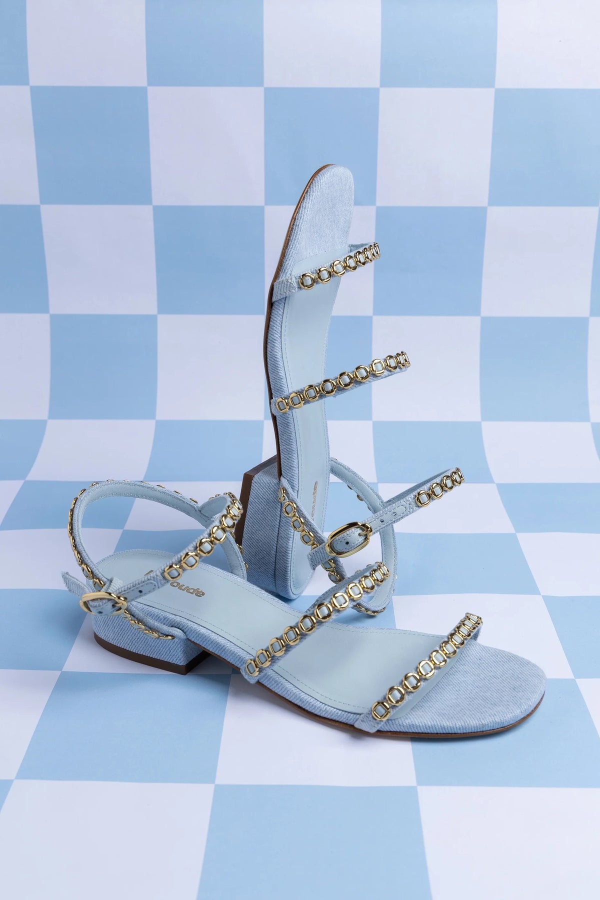 Sandália Flat Milanina Jeans Azul