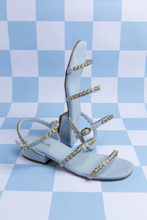 Sandália Flat Milanina Jeans Azul