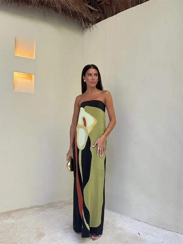 Vestido Longo Tomara que Caia Estampado - Nicole