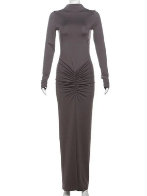 Vestido Longo Elegante Gola - Jaqueline