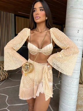 Conjunto Bikini Saia Manga - Viviane