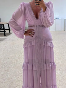 Vestido Feminino Longo Manga - Josy