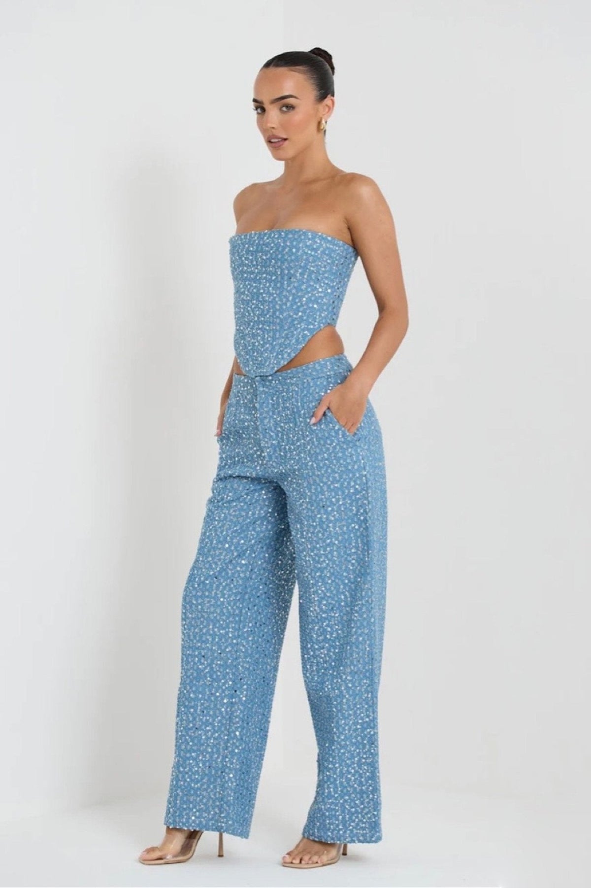 Conjunto de Calças Jeans com Lantejoulas - Belinda