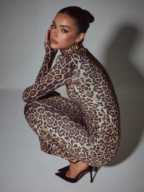 Vestido Feminino Longo Justo - Leopard