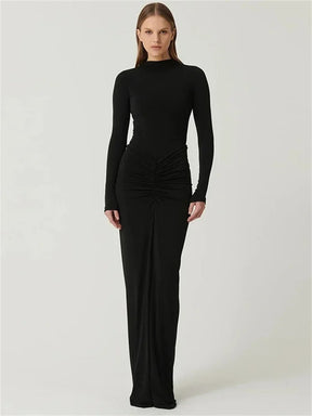 Vestido Longo Elegante Gola - Jaqueline