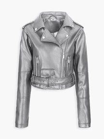 Jaqueta Biker Cropped de Couro Sintético - AiRin