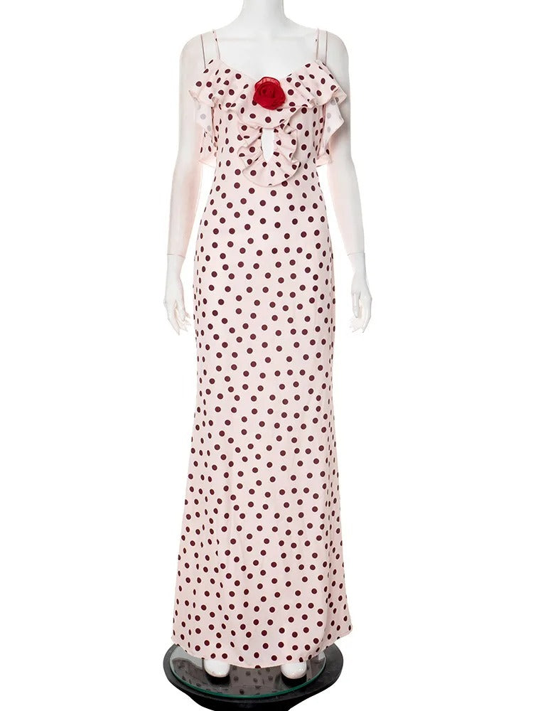 Vestido Feminino Elegante Bolinhas Rosa - Jade
