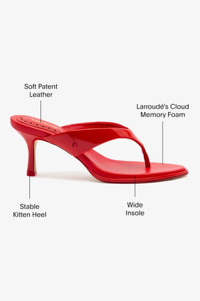 Sandália Gaia Couro Verniz Vermelho